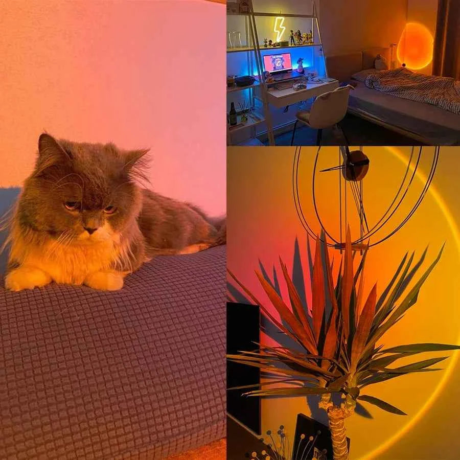 USB Sunset Light LED Rainbow Neon Night Lamp Sunset Projector Self Photography Light Wall Atmosphere Lighting For Bedroom Decor