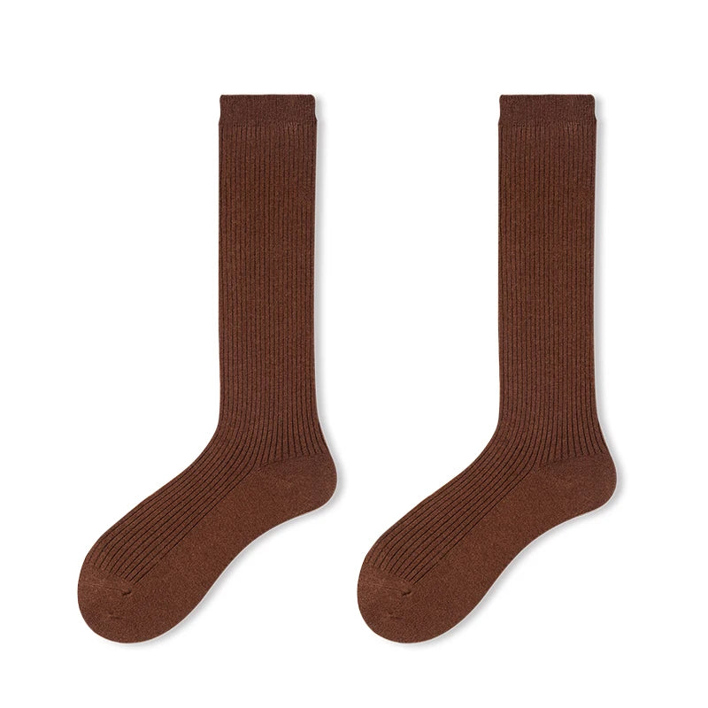 100% Merino Wool Ladies Stockings Fashion Solid Color Knitted Pile Socks Fashion Padded Warm Leggings Women's New 2025