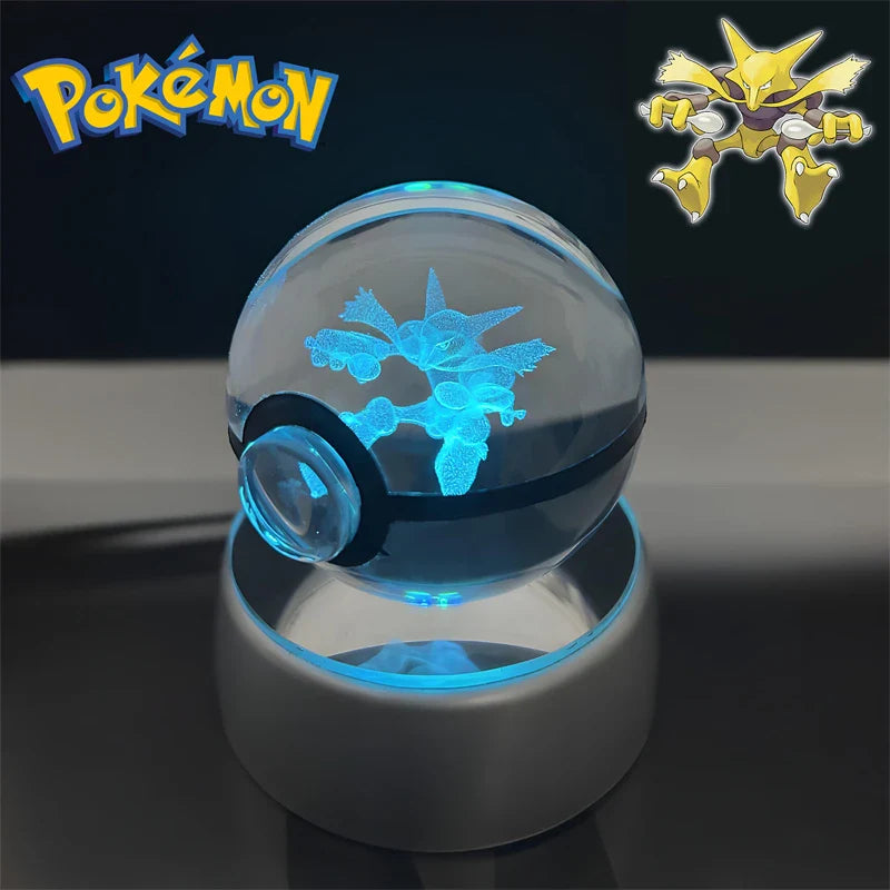 Pokemon 3D Crystal POKE BALL Figure Toys Snivy Dragonair Blastoise Venusaur Milotic Raichu Night Light LED Lamp Base Model Dolls