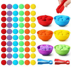 Children Counting and Sorting Toy with Pom Poms and Tweezers Set