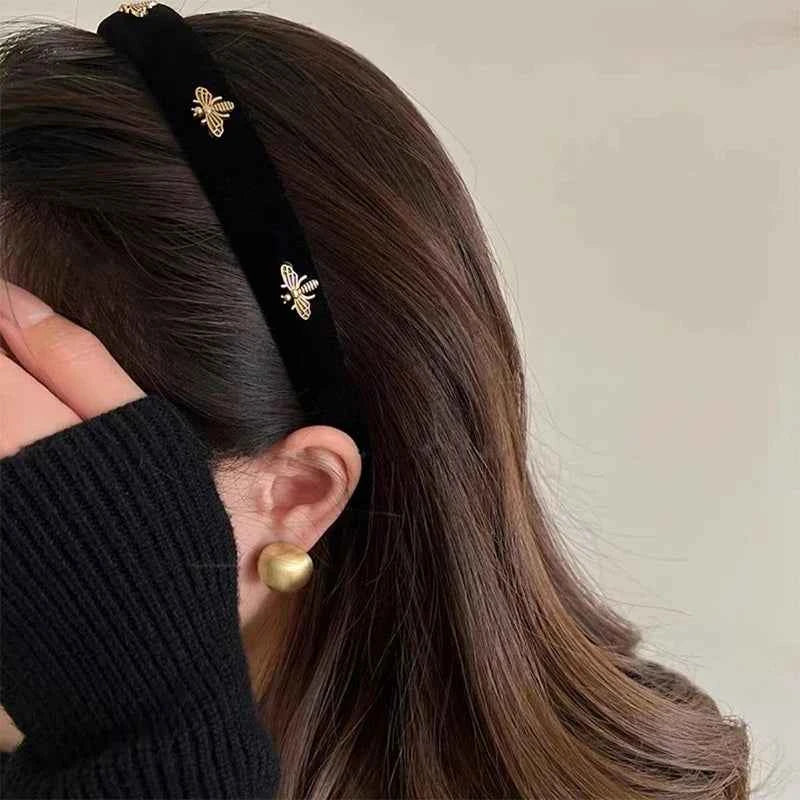1PC Retro Hair Hoop Temperament Bee Wide Hair Hoop Hairbands For Women Girls French Versatile Fashion Headband Hair Accessories
