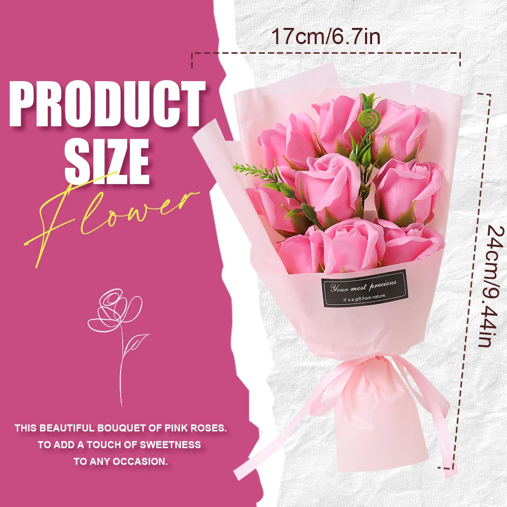 Rose Artificial Flowers Bouquet Valentine's Day Gift Decoration for  Girlfriend Gift Mother's Day Decor Fake Flower DIY Ornament
