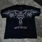 2000s American New Retro Casual Hip-Hop Gothic Print Women Clothing  Fashion T shirt Street Short Sleeved Men And Women Y2K Tops