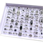 20Pcs Vintage Bohemia Black Rings Set For Women Men Mix Style Heart Love Flower Design Finger Jewelry Party Gifts