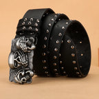 New Women Belt High Quality Luxury Brand Punk Goth Rivet Black Jeans Unisex Men Belt Paw Skull Buckle belt Unisex Waist Belt