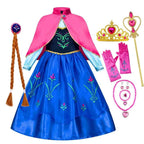 Frozen Elsa Anna Princess Girls Costume Kids Dress Disney Snow Queen Halloween Cosplay Birthday Party Dress Up 2-10 Years