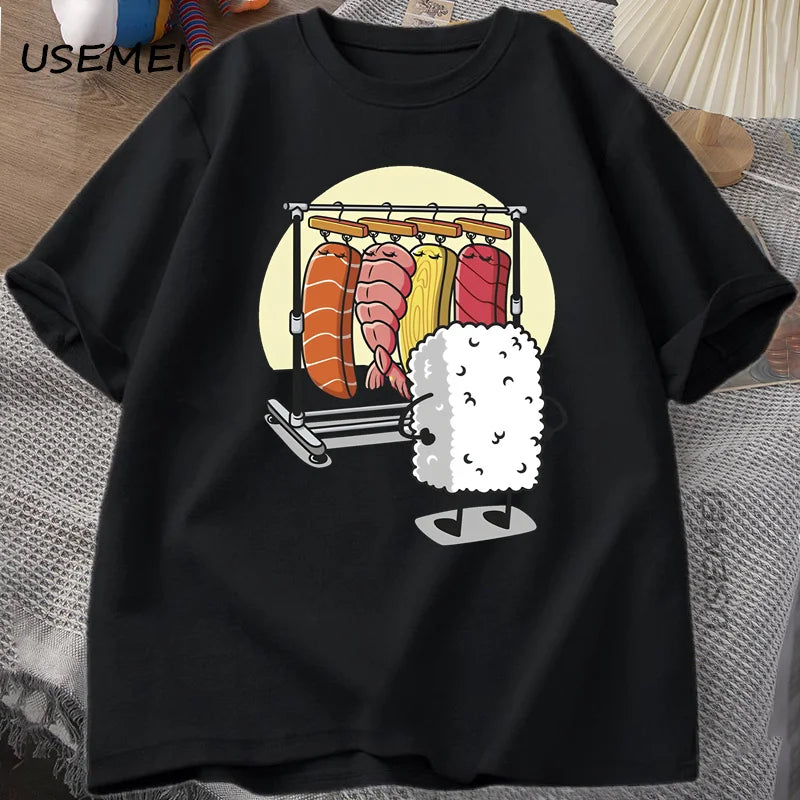 Sushi Wardrobe T Shirt Women Men Funny High Quality T-shirt Cotton Graphic T Shirts Loose Short-sleeve Pritned Tshirt Man Tops