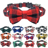 Pet Breakaway Cat Collar Bow Tie & Bell – Christmas Plaid