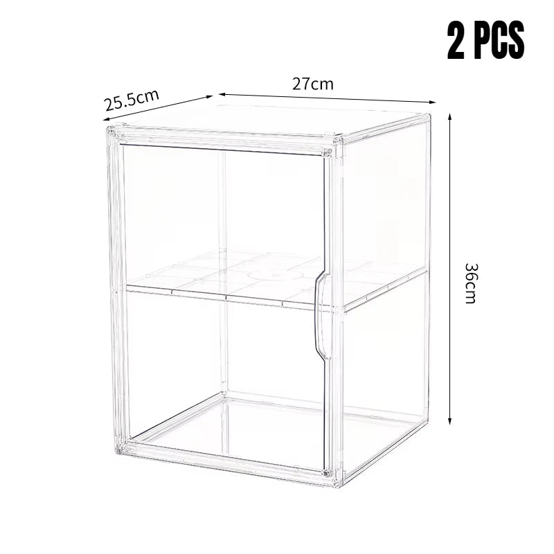 1/2/3/4PCS Acrylic Clear Display Storage Box for Fingures Foldable Display Case for Figurines Dolls Action Figure Organizer box