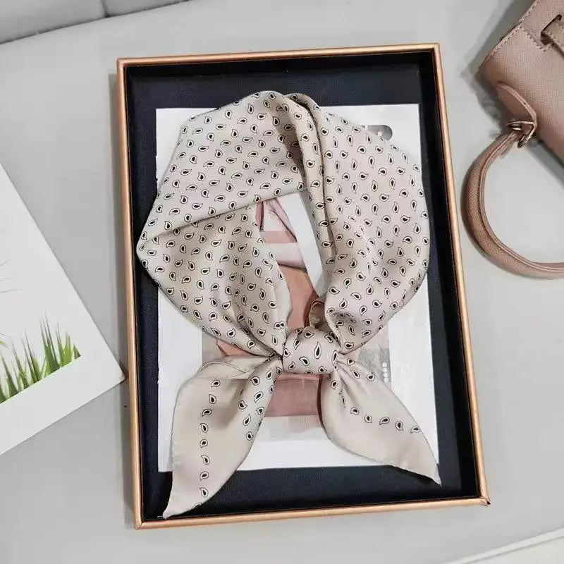 1pcs 70*70cm Women's Square Scarf Soft Satin Floral Print Wrap Foulard Neckerchief Bandannas Hair Skinny Tie Hijab Shawls