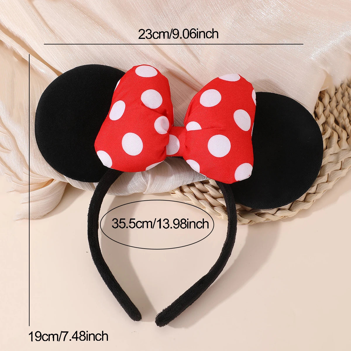 1Pc Mouse Ears Headband Polka Dot Satin Bow Mini Ears Hairband for Halloween Birthday Party Cosplay Costume Hair Accessories