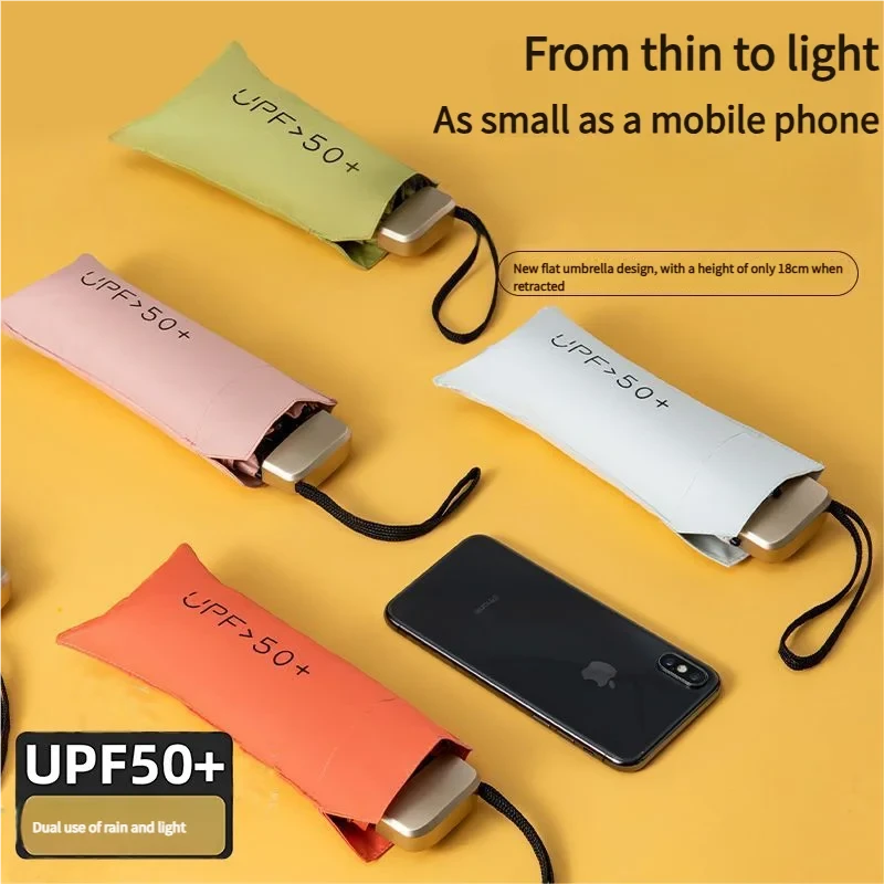 Ultra Light Small Mini Women Five Fold Umbrella Sun Proof Sun Proof Anti UV Sun Rain Dual Use Umbrella Thick Black Glue Pocket S