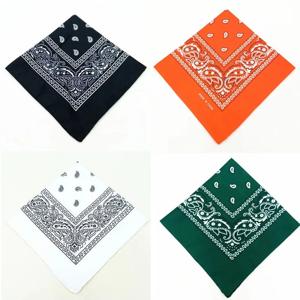 1-4Pcs Fashion Hip Hop Cotton Bandana Square Scarf 54cm*54cm Black Red Paisley Headband Printed For Women/Men/Boys/Girls