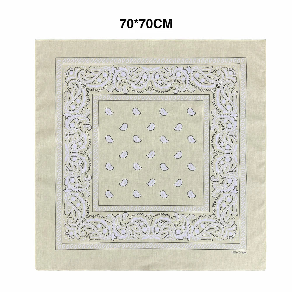 70CM Oversized Hip Hop Amoeba Cashew Cotton Square Bandana Scarf Headband Black Paisley Gifts For Men/Boys/Girls