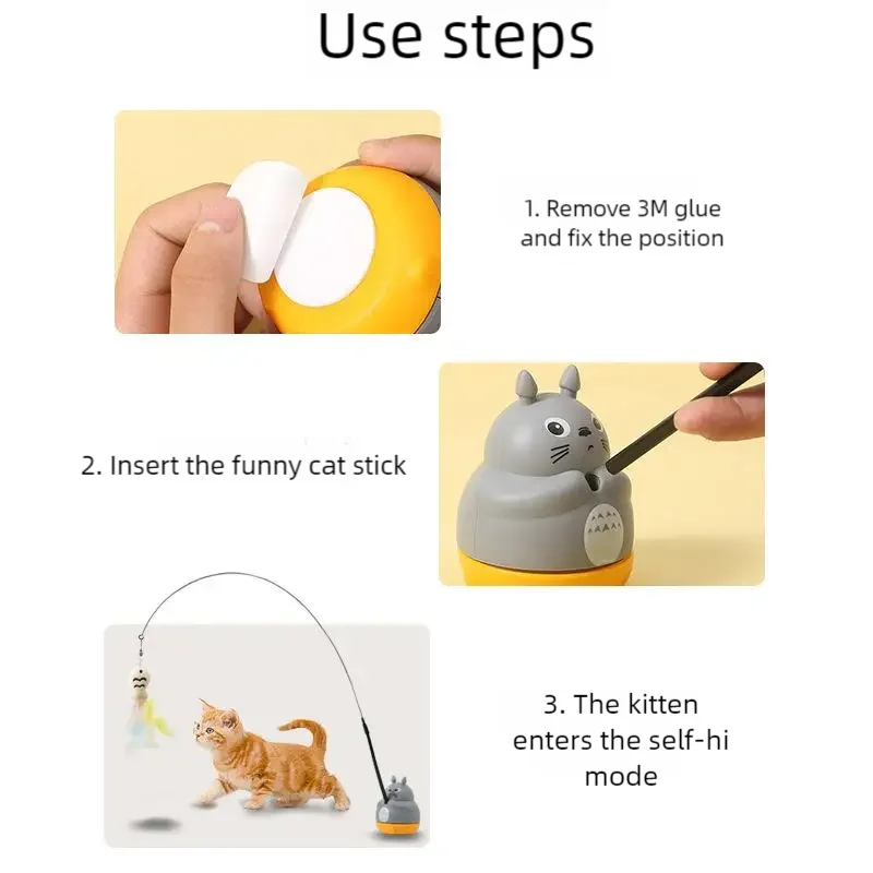 New cat funny cat stick steel wire long pole feather cute cat toy kitten fishing rotating self-pleasure relief pet toy