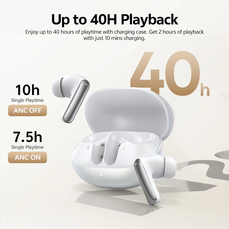 QCY Melobuds N20 BH25HT20A Wireless Bluetooth 6.0 Earphone -50dB Adaptive ANC 13mm Drivers Headsets 6 Mics HD Calls Earbud 40Hrs