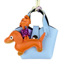 Mini PU Leather Bag For AirPods Case/Lip Balm/Coins With Tiny Dachshund As Decoration-Functional & Decor Leather Pouch-Gift