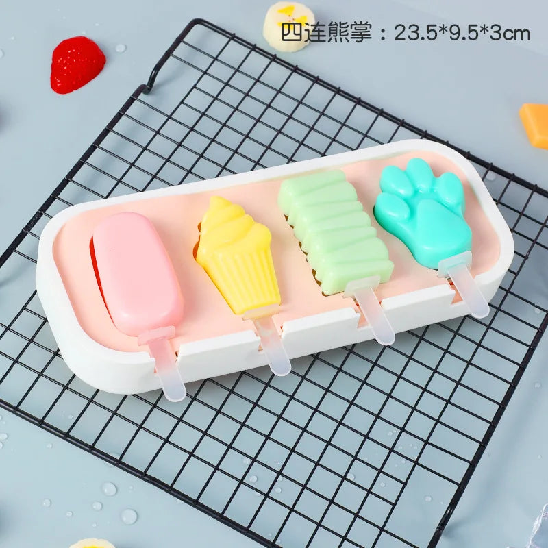 Popsicles Molds Kids Baby Cute Shapes Silicone Mini Popsicle Molds BPA Free Reusable Ice Cream Mold Popsicle Maker Homemade Set