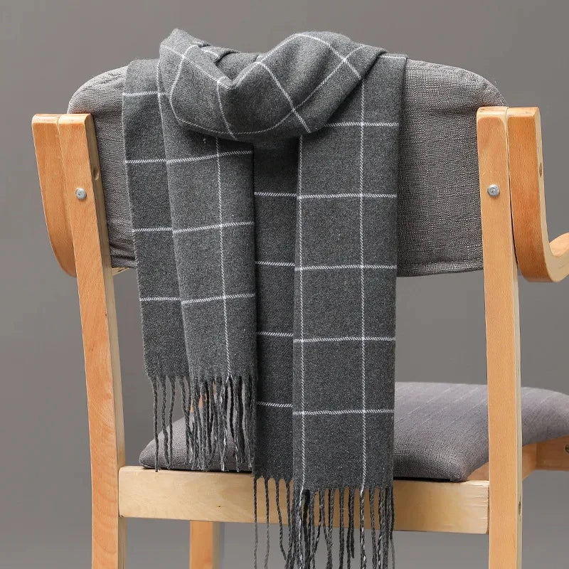 2023 New Winter Men Scarf Keep Warm Cashmere Scarves Casual Brand Designer Pashmina Neckerchief Tassel Business Shawl Wrap