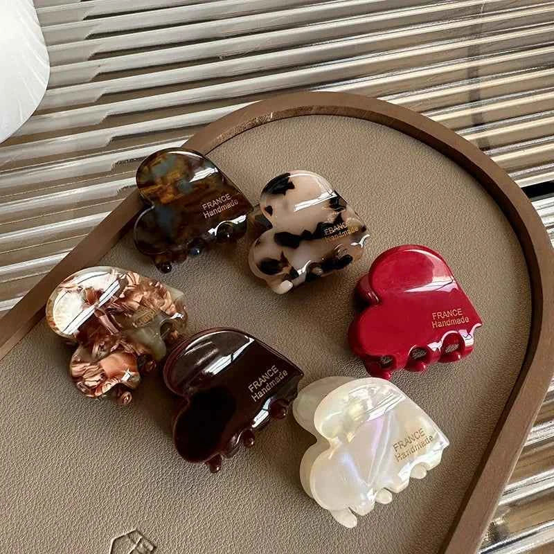 3.5cm Small Hairclaw Acetate Hair Crabs for Girls Cute Heart Shaped Hairclips Women Hair Accessories Hair Pins and Clips