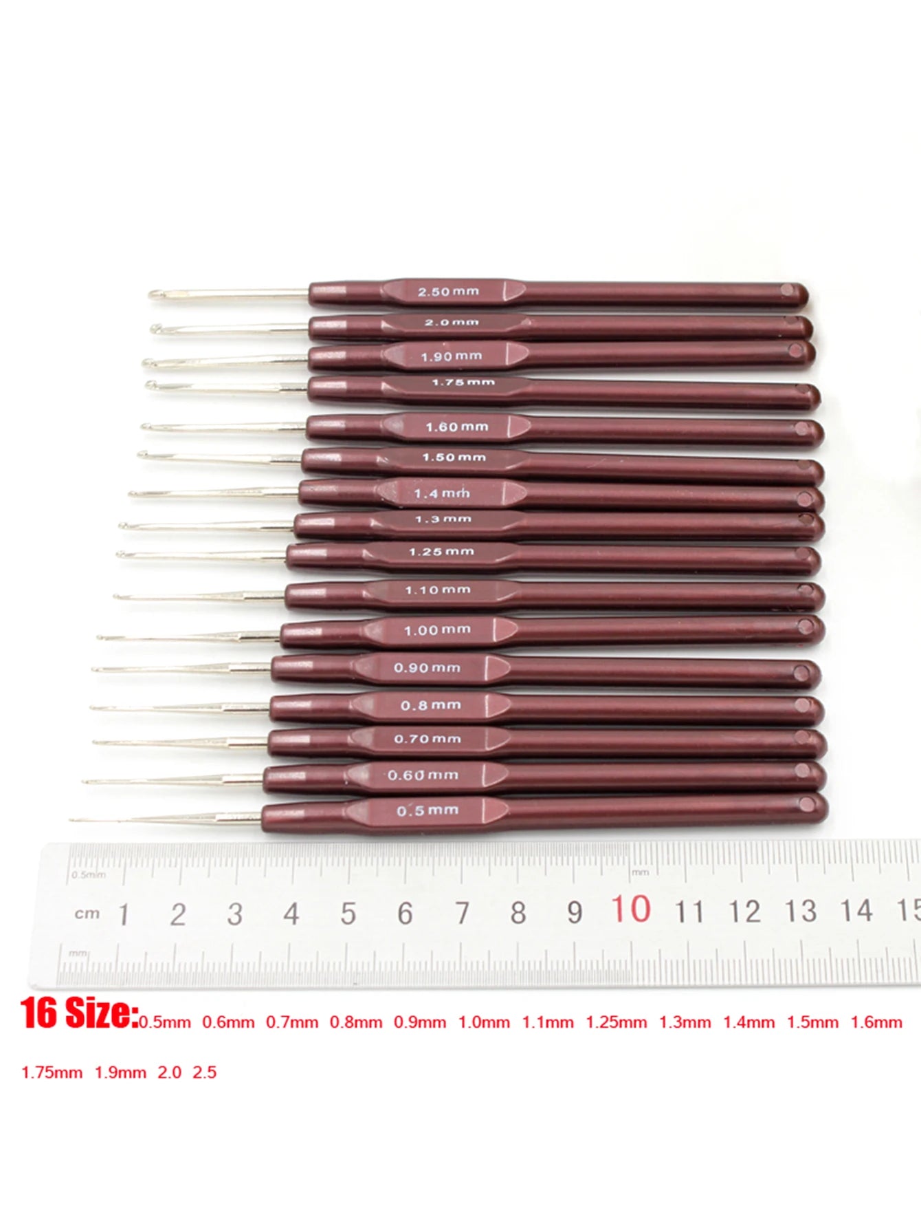 QJH Crochet Hook Set of 16 Plastic Handle Crochet Hooks Handle Knitting Needles Set Crochetings Knittings 0.5mm-2.5mm