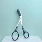 Pink Eyebrow Trimming Scissors – Built-In Comb Grooming Tool