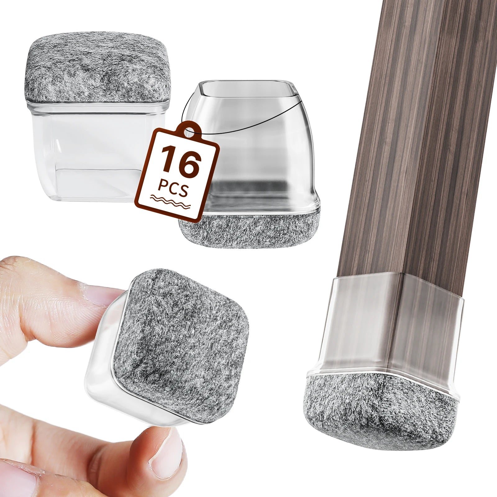 16PCS Silicone Chair Leg Caps Non-Slip Prevent Scratches Silent  Hardwood Floor Protector Waterproof Felt Furniture Feet Pad