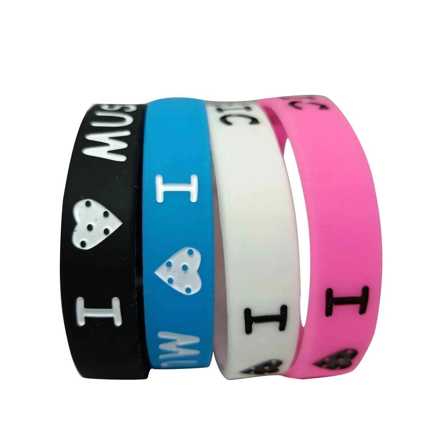 1PCS ILoveMusic Wristband Men Women Silicone Rubber Bracelets&Bangles for Birthday Party Bangles Rock Music Fans Jewelry Gift