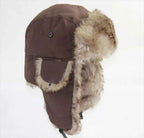 Men's Warm Soldier Hat Winter Pilot Patrolman Earmuffs Polyester Fiber Warm Russian Ski Hat Windproof Cold Pilot Hats