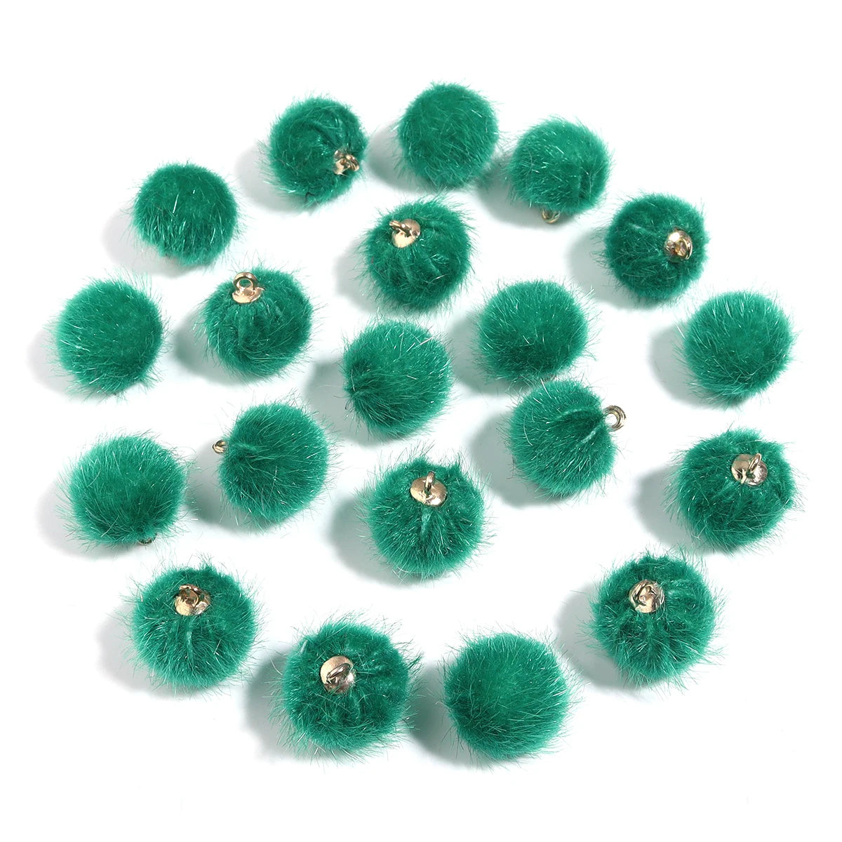 20pcs Plush Fur Covered Ball Beads Charms Multicolor Pompom Pendant For DIY Jewelry Making Necklace Bracelet Earring Accessories