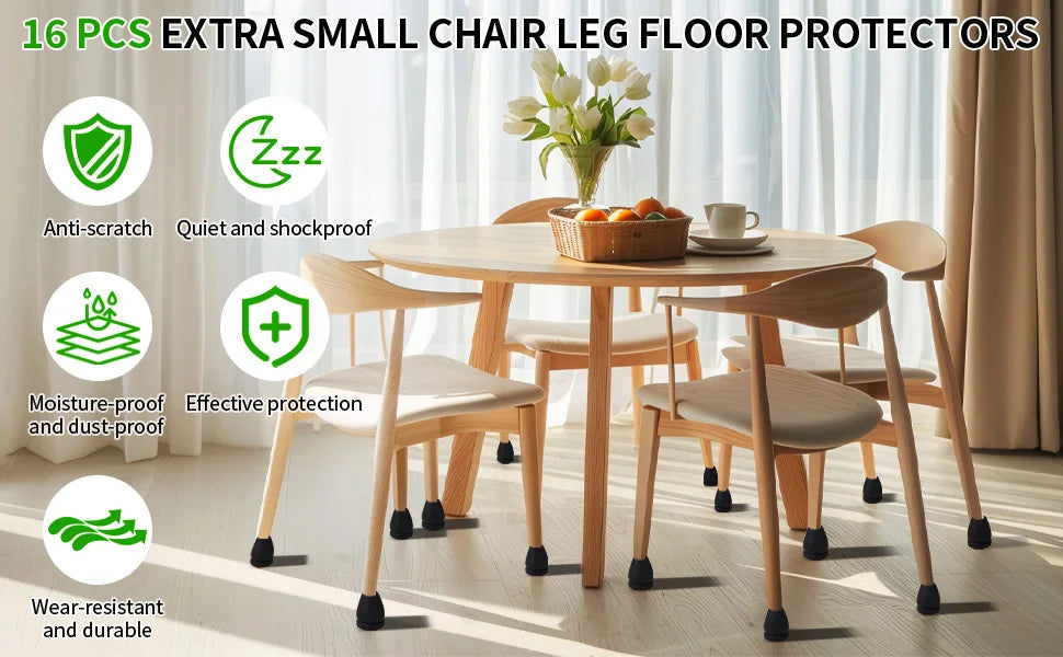 16PCS Black Chair Leg Protectors Foot Cover Diagonal with Thick Wrap Felt Pads Silicone Furniture Table Feet For Hardwood Floors