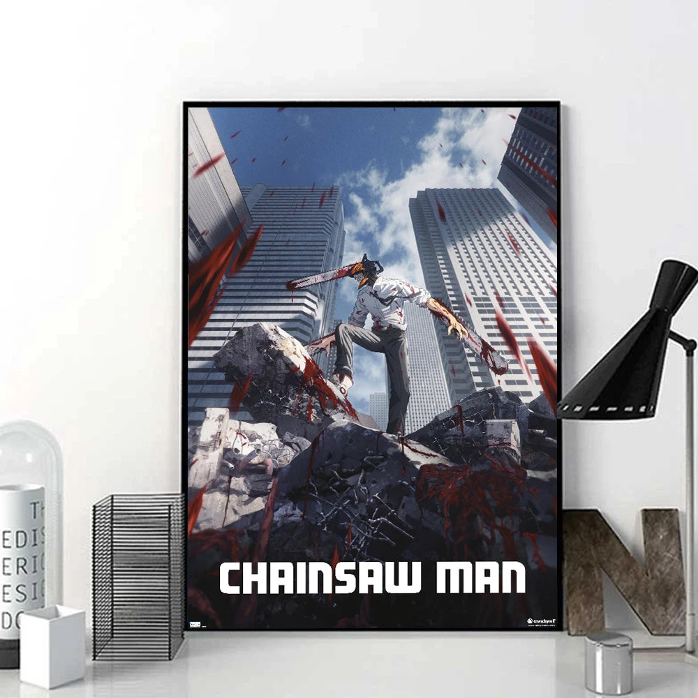 Chainsaw Man Poster Print For Bedroom Living Room Home Decor Japanese Anime Manga Denji Wall Art Cartoon Canvas Painting