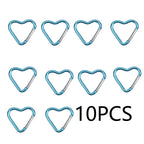 10PCS Carabiner Keychain Clip Heart-shaped Aluminum Small Carabiners Tactical Clips Outdoor Tools Water Bottle Keyring HWXGJ04