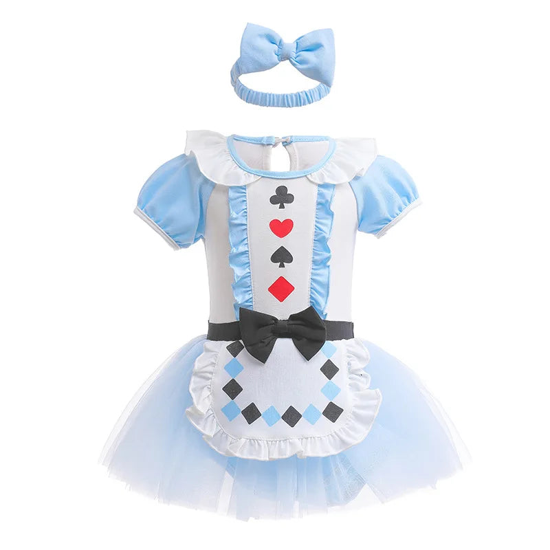 Baby Romper Tutu Dress with Headband Infant Baby Girl Princess Clothes Cute Design Kids Dress Halloween Party Costumes Outfit