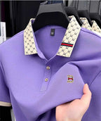 Luxury brand B letter embossed short sleeve polo shirt men summer lightweight breathable new fashion color blocked lapel T-shirt