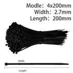 500/200/100Pcs Plastic Nylon Cable Ties Self-locking 1.9/2.7mm Cord Straps Adjustable Fastening Loop Home Office Wire Zip Garden