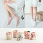 5 Pairs Lot Pack Women Socks Spring Summer Animal Unicorn Cat Fox Ear Cartoon Happy Funny Cute Lovely Cotton Ankle Socks Heart