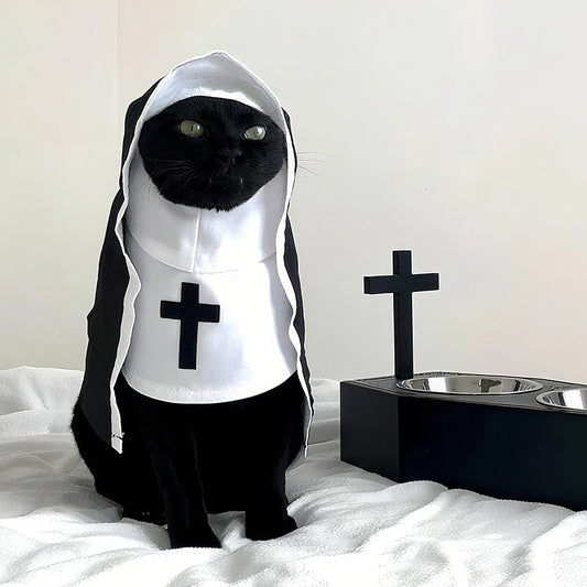 Funny Halloween Cat & Dog Cosplay Costumes – Jesus & Nun Outfits