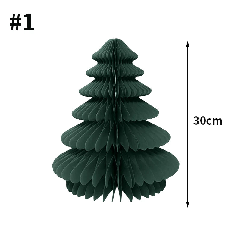 Paper Christmas Tree Ornaments 3D Honeycomb Christmas Tree Decorations Folded Paper 2026 Xmas New Year Desktop Arrangement Decor