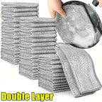 1/50pcs Magic Dishcloth Silver Wire Cleaning Kitchen Cloth Thickened Microfiber Wash Towel Built-in Sponge Steel Wire Ball Rag