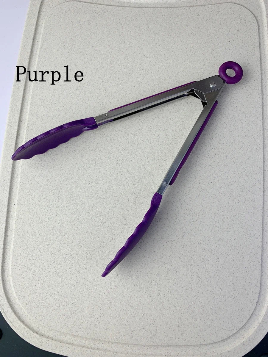 Anti-Slip Stainless Steel Cooking and Serving Tongs for Kitchen