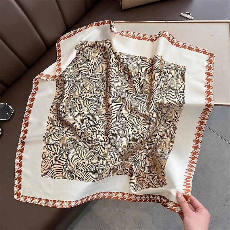 2025 Silk Shawl Print Headscarf Cat Hair Wrap Neckerchief Female Satin Square Scarf For Women Headband Foulard Hijab Bandana