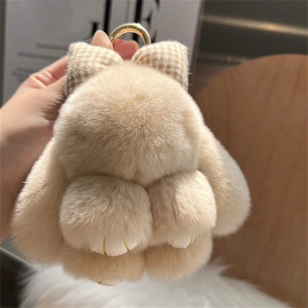 Fluffy Bunny Plush Keychain Cute Rabbit Bag Charm