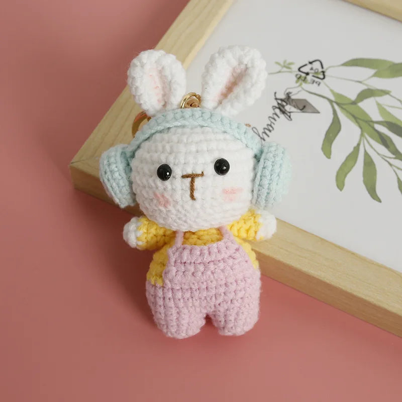 Cute Rabbit Crochet Keychain Handmade Bunny Bag Charm