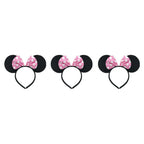 3/6/12pcs/lot Girls Mouse Ears Solid Bow Ears Headband for Birthday Party Supplies and Mouse Themed Costume Cosplay Decoration