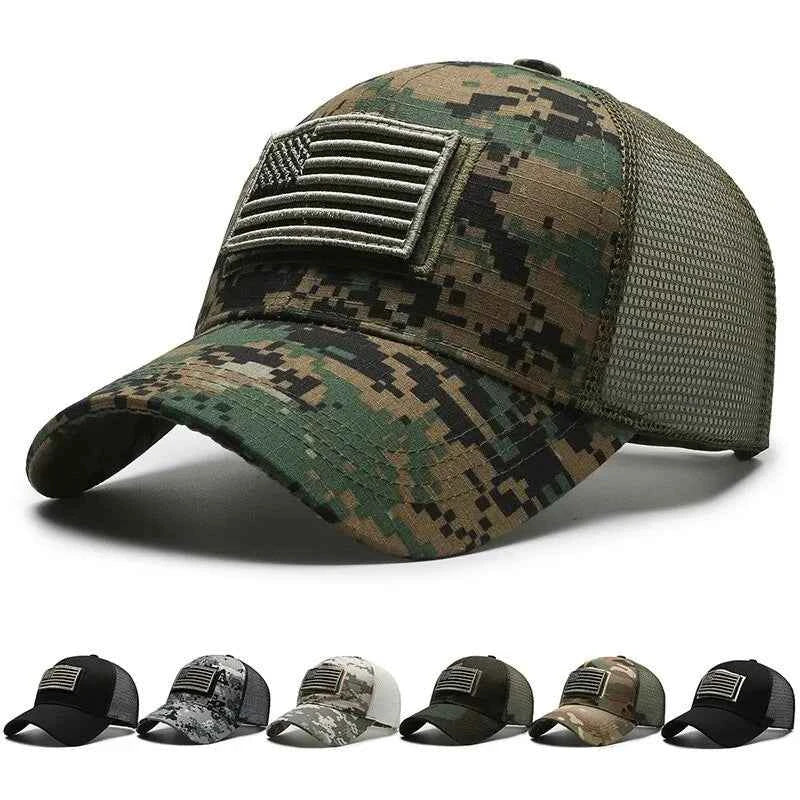 American Flag Camouflage Mesh Baseball Cap for Outdoor Adventures