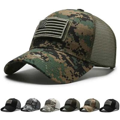 American Flag Camouflage Mesh Baseball Cap for Outdoor Adventures