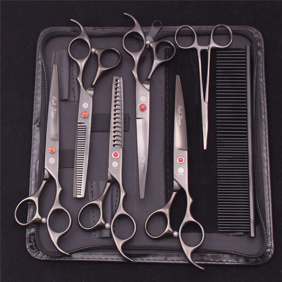 Pet Grooming Scissors Purple Dragon Japan Stainless Pink Curved Scissors For Dogs Dog Thinning Scissors Pet Chunker Shears Z3003
