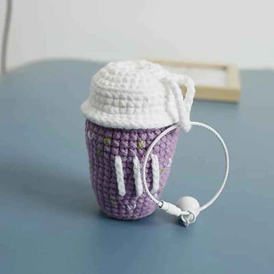 Cute Coffee Cup Crochet Keychain Bag Charm