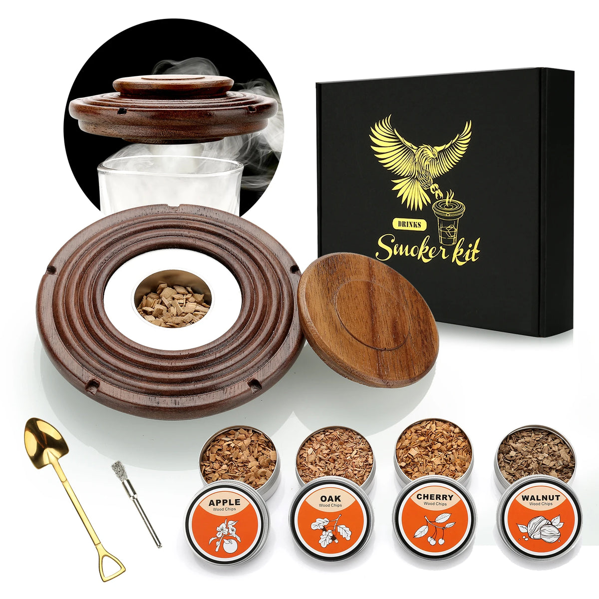 Cocktail Smoker Kit,Smoking Set ,Old Fashioned Whiskey Smoker Drinks Kit,Cocktail Accessories for Whiskey,Drink